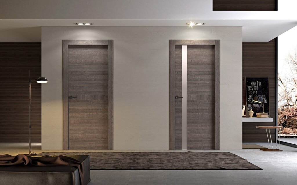 Interior doors with a wood finish