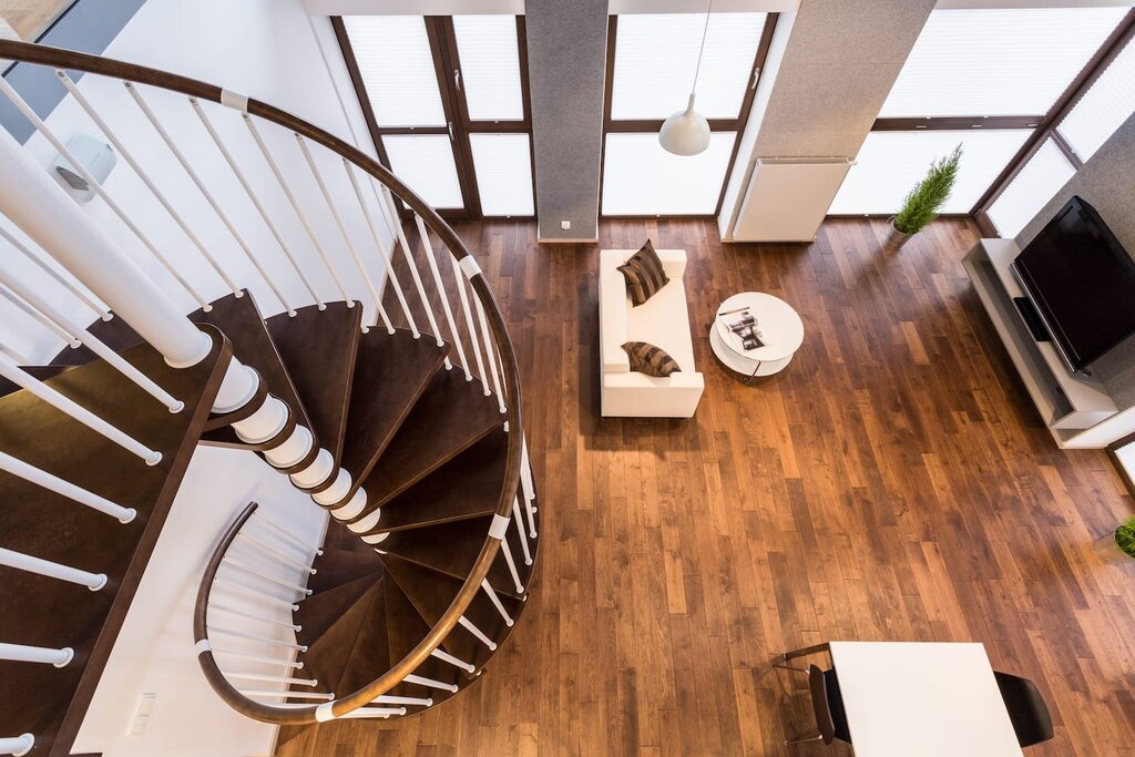 Two-colored wooden staircase