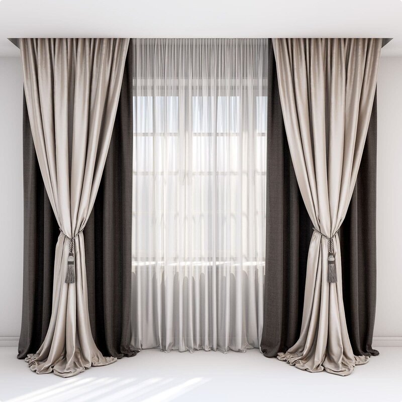 Two-tone curtains in the interior