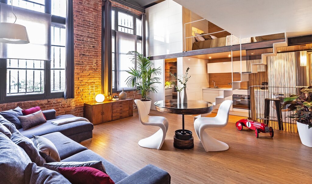 Two-level loft-style apartment