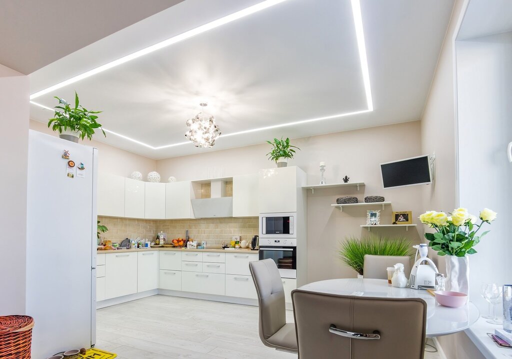 Two-level ceiling in the kitchen