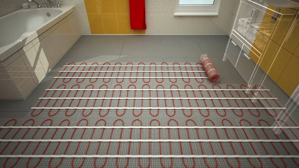 Electric underfloor heating in the bathroom 35 фото