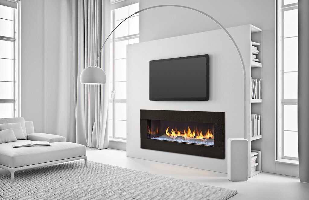 Electric fireplace in the apartment interior