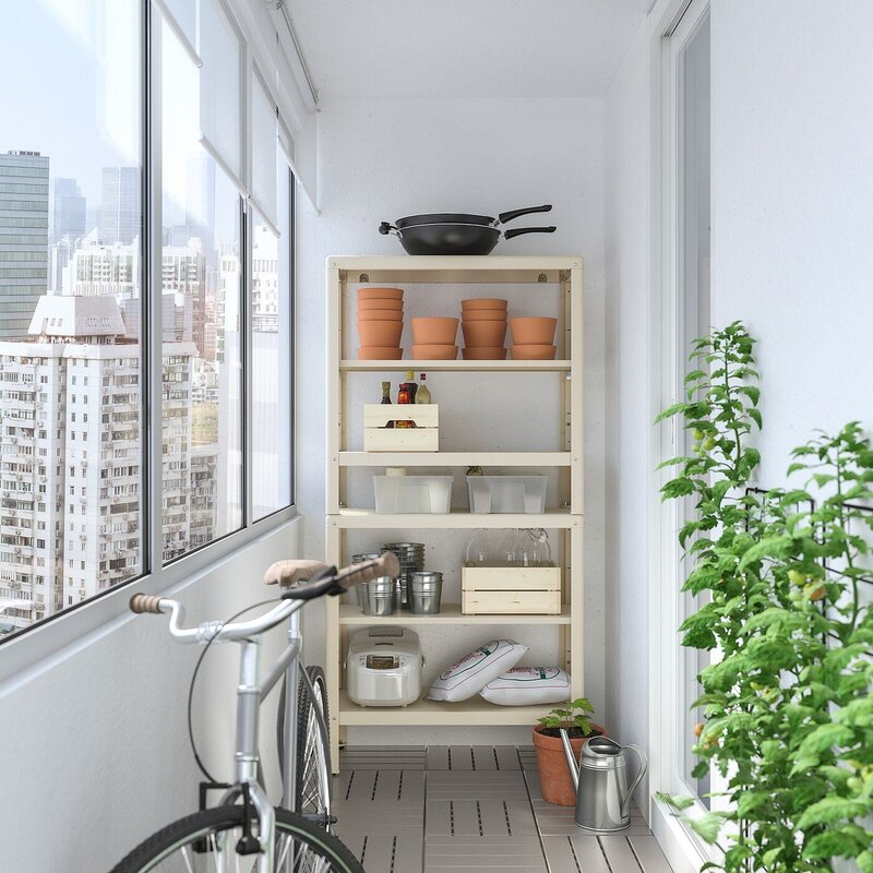 A shelving unit for the balcony