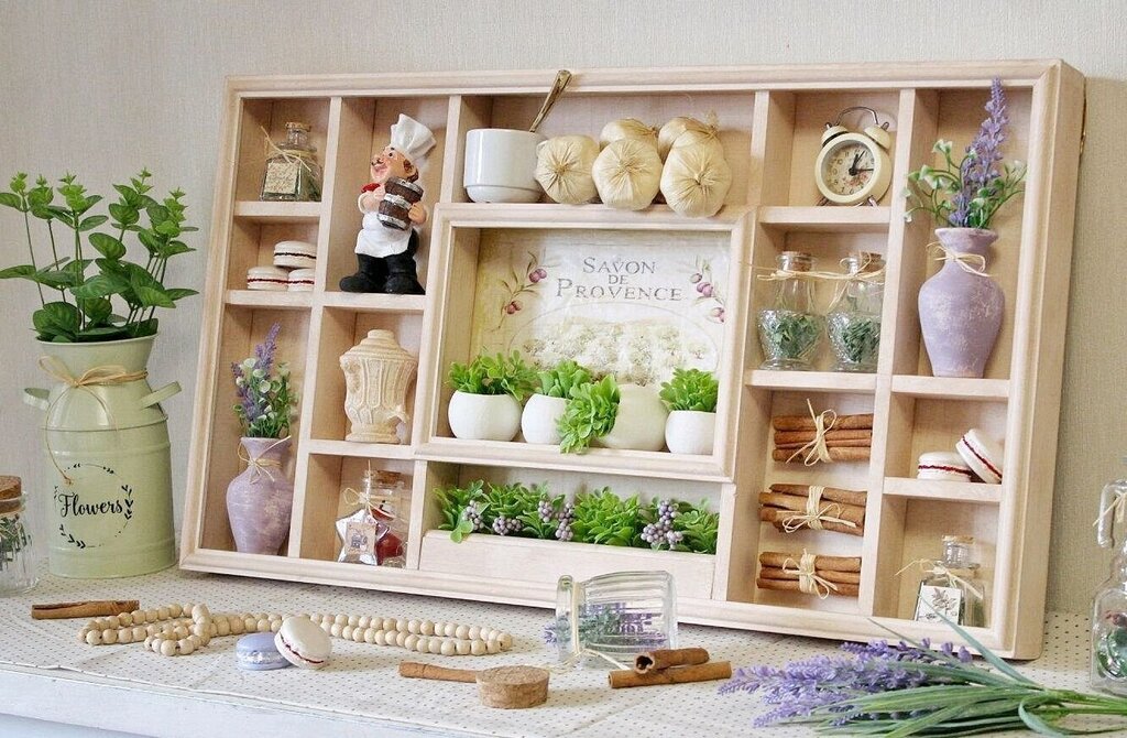 Kitchen shelves in Provence style