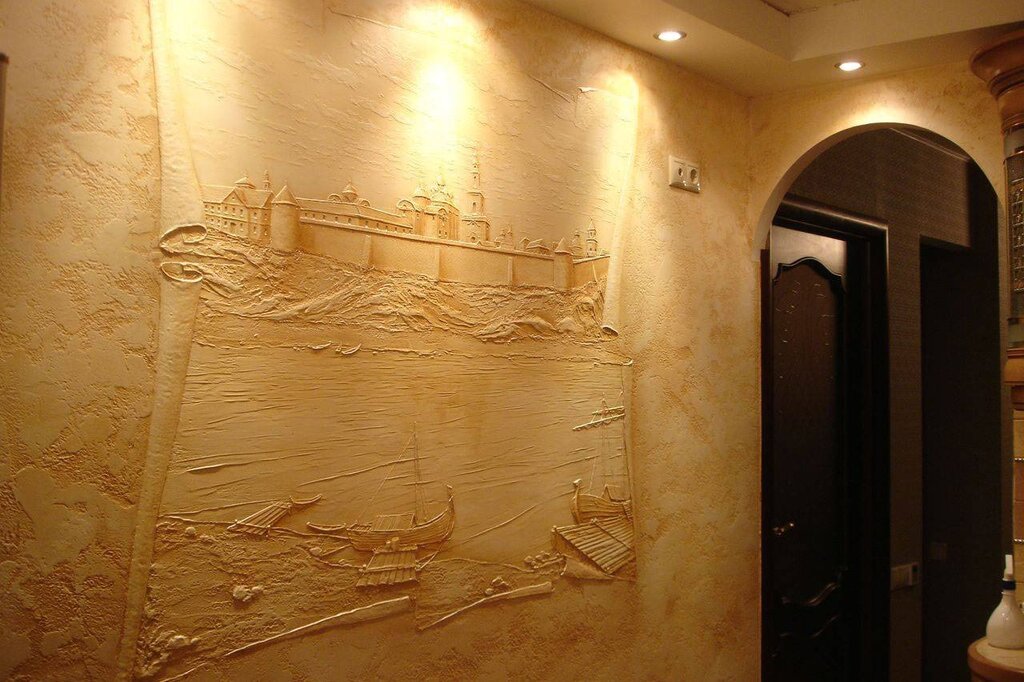 Textured plaster in the hallway