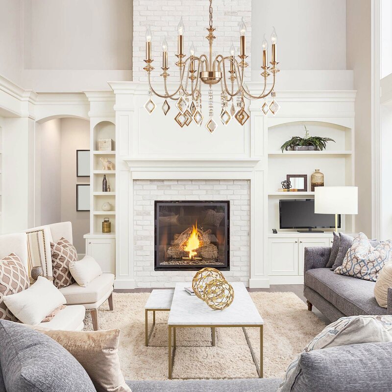 A faux fireplace in the living room interior