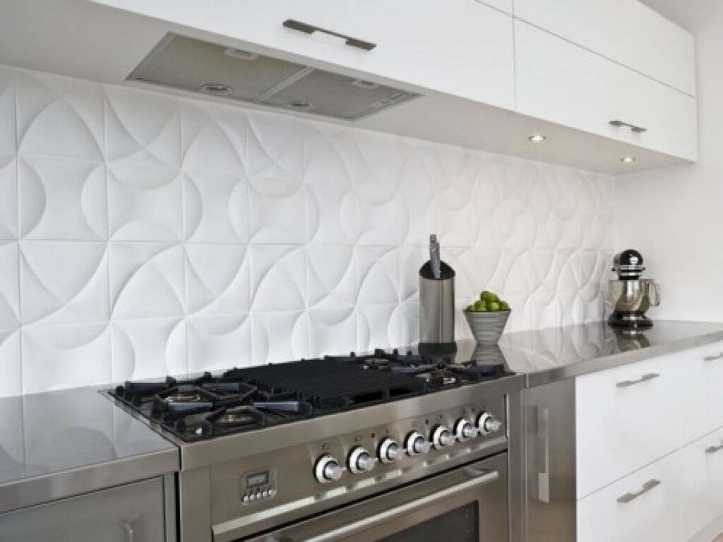 A kitchen backsplash made of large tiles 36 фото