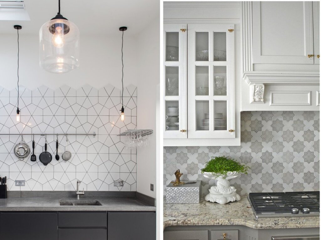 A tile backsplash for a gray kitchen