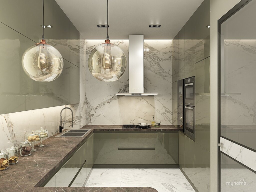 A porcelain stoneware backsplash in the kitchen