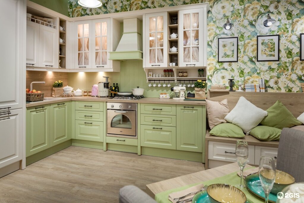 Olive-colored kitchen fronts