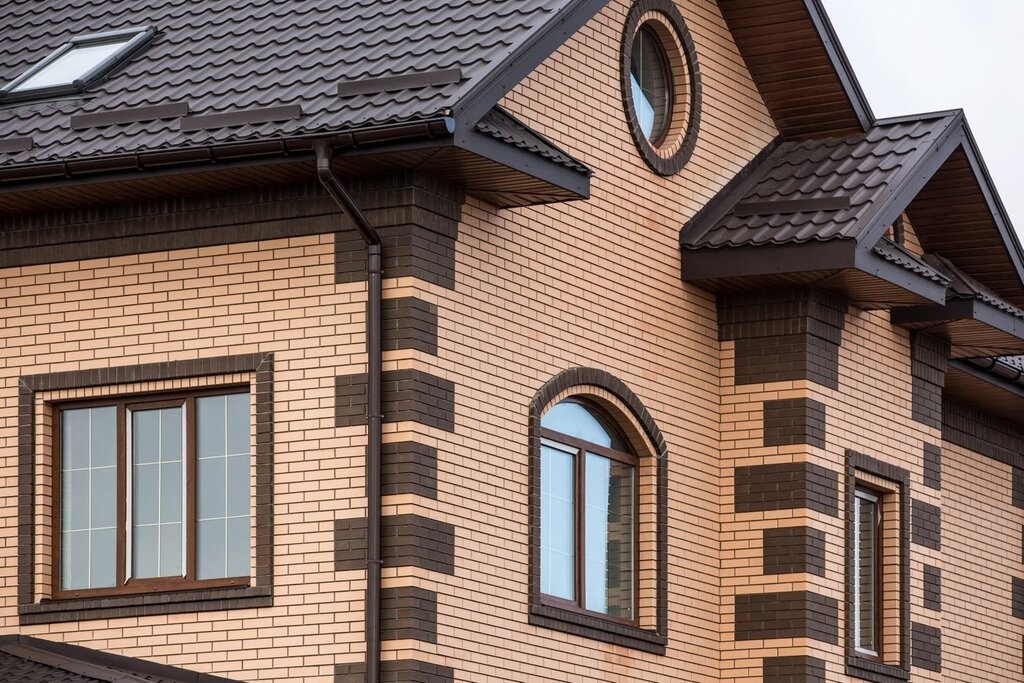 Facades of houses made of facing brick