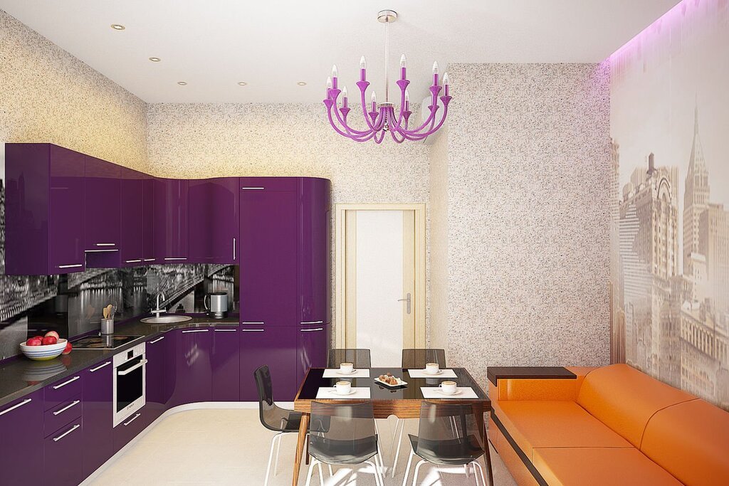 Purple walls in the kitchen