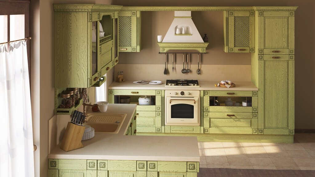 Pistachio kitchen in the interior