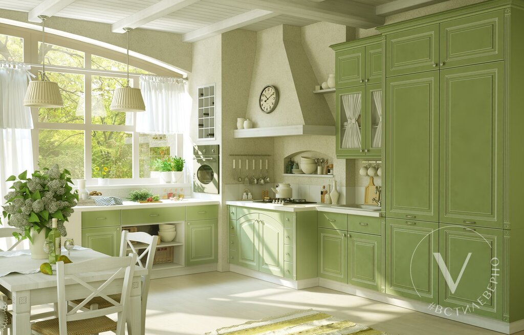 Pistachio walls in the kitchen