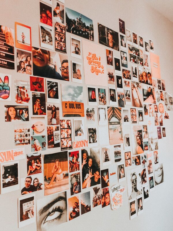 A photo collage on the wall with your own hands