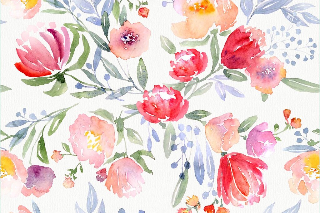 Watercolor flower wallpaper 21 фото