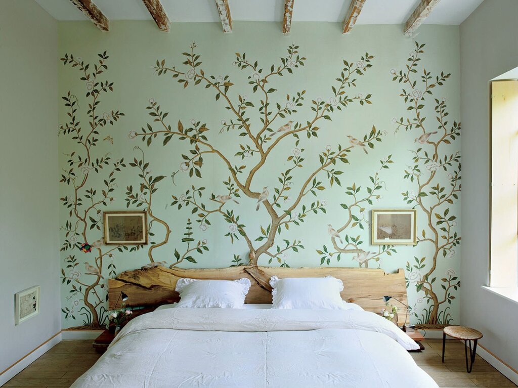 Photo wallpaper of a tree on the wall in the interior