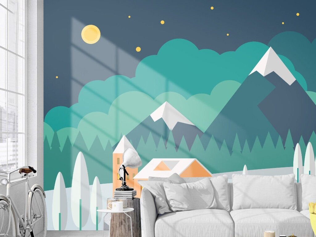 Photo wallpaper of mountains for a children's room 33 фото