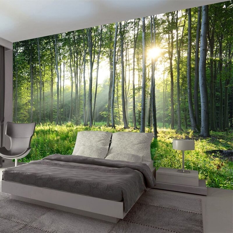 Photo wallpaper forest in the bedroom