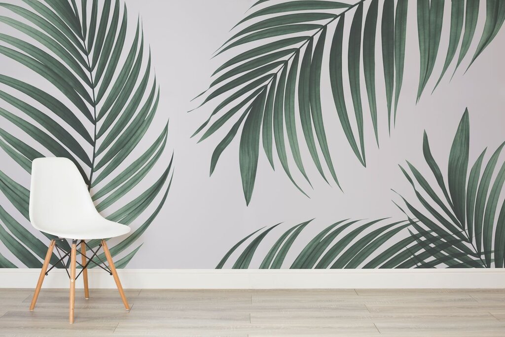 Photo wallpaper with palm leaves in the interior 18 фото