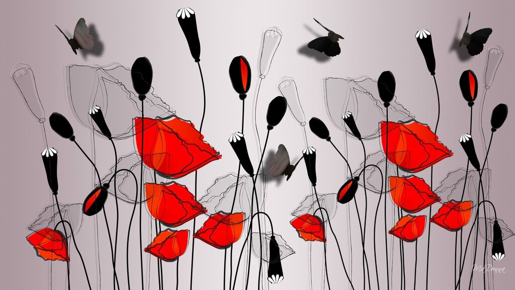 Photo wallpaper poppies on the wall 25 фото