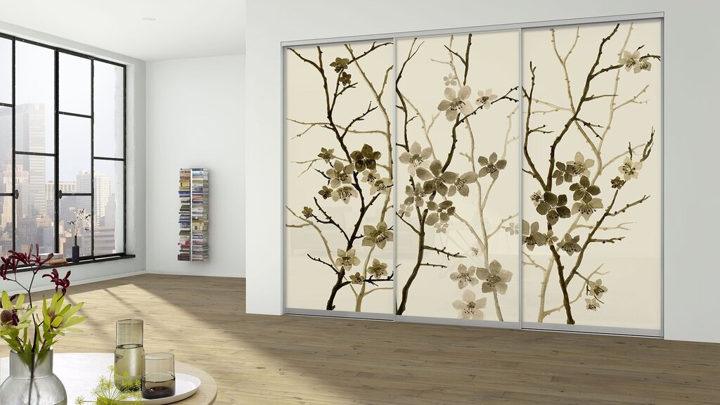 Self-adhesive photo wallpaper for a sliding wardrobe