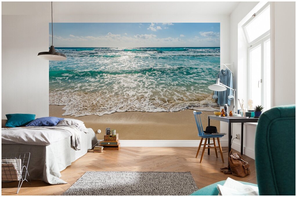 Photo wallpaper in a single piece on the wall