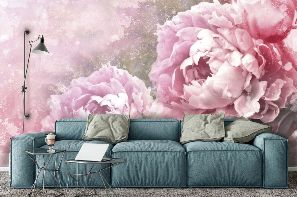 Wall murals with peonies