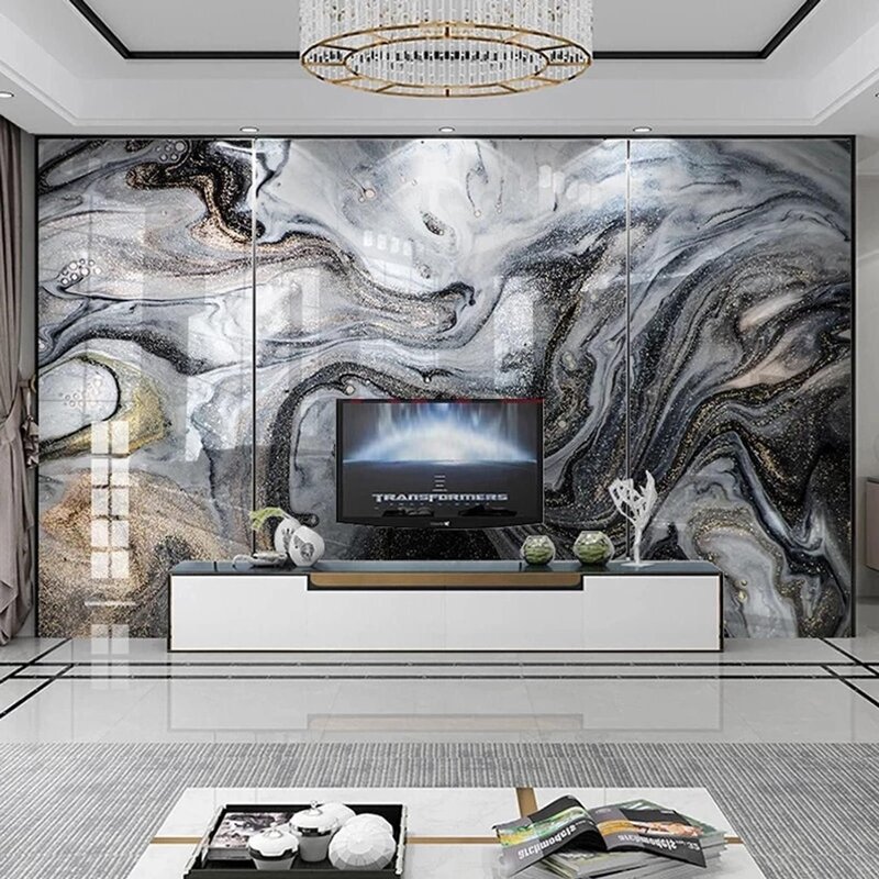 Wall murals with a marble effect in the interior