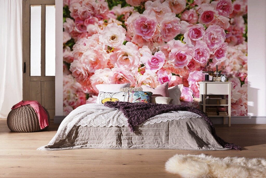 Wall murals with large flowers