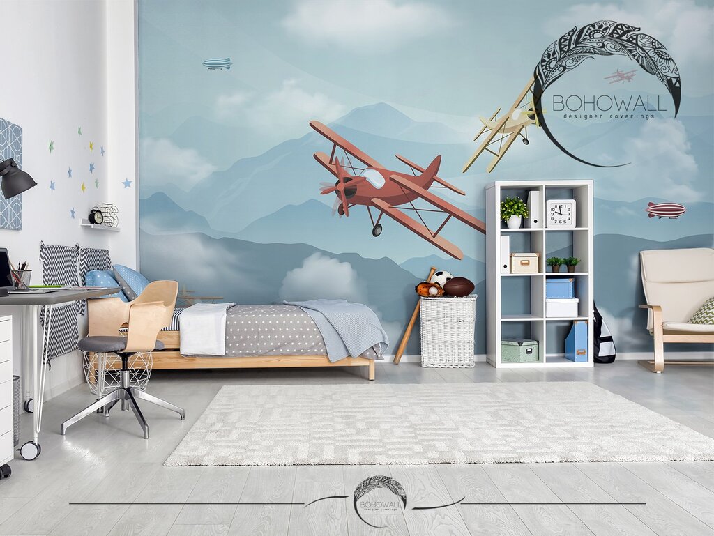 Wall murals with airplanes