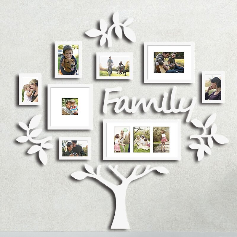 Photo frames in the shape of a tree for the wall