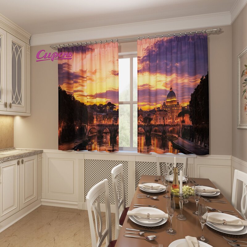 Photo curtains for the kitchen