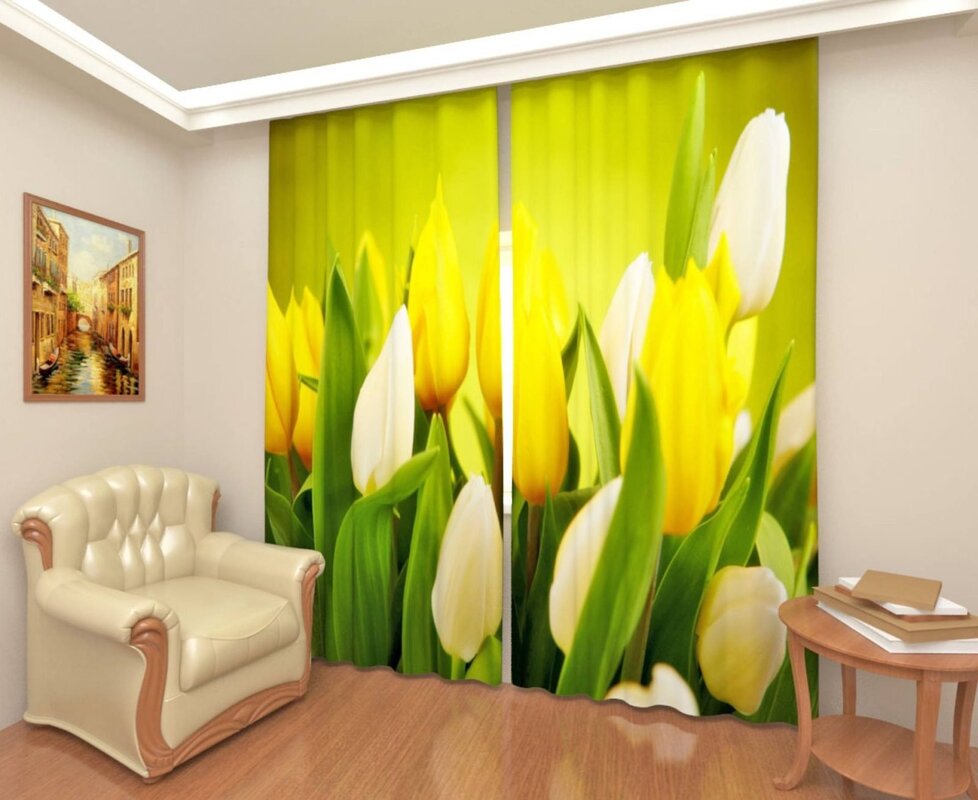 Photo curtains tulips