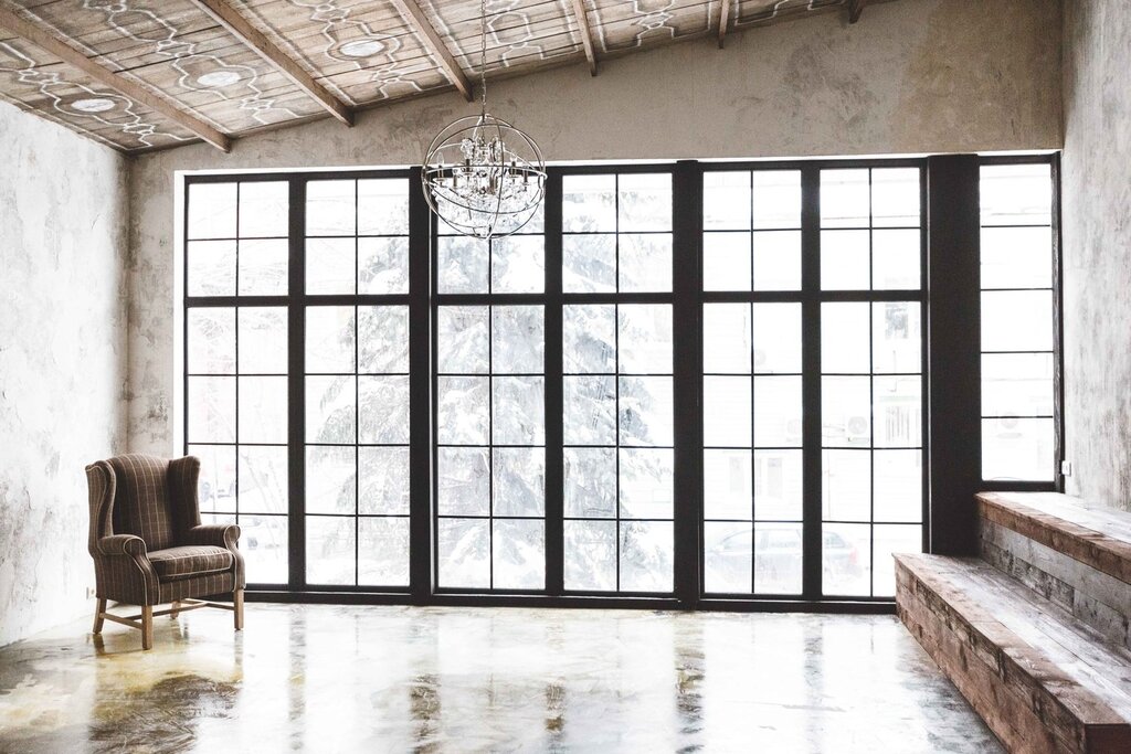 Photo studio with large windows