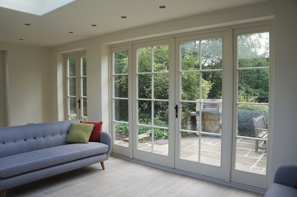 French windows in the apartment