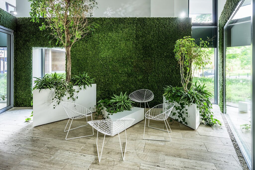 A lawn on the wall in the apartment