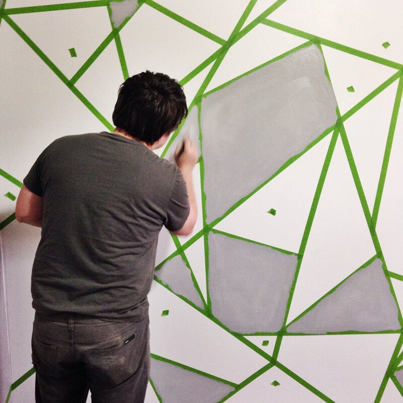 Geometric shapes on the wall with paint