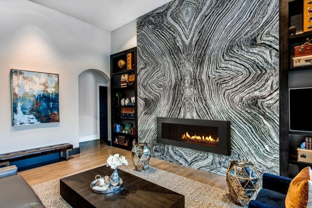 Flexible marble in the living room interior