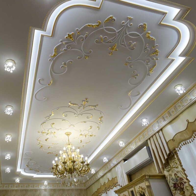 Gypsum stretch ceilings