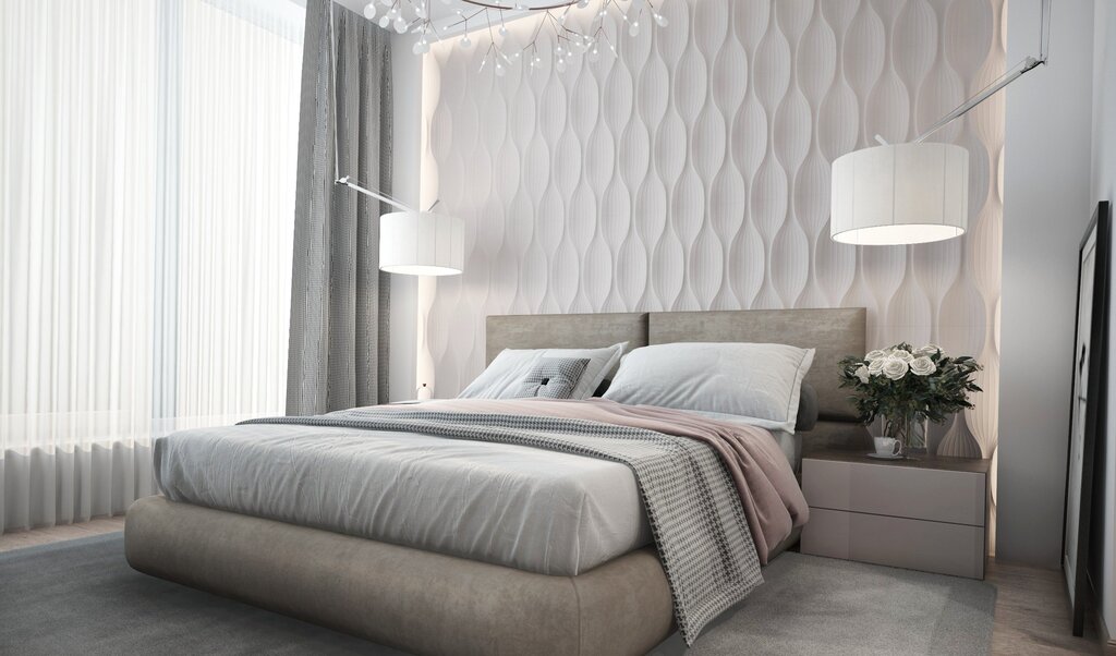 Gypsum panels in the bedroom 34 фото