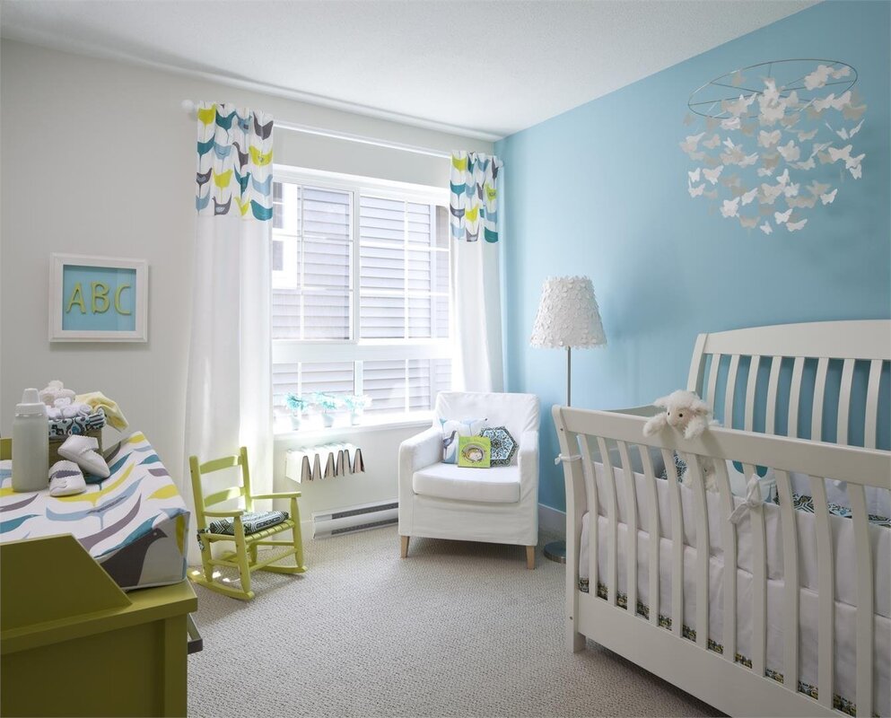 Blue walls in the children's room