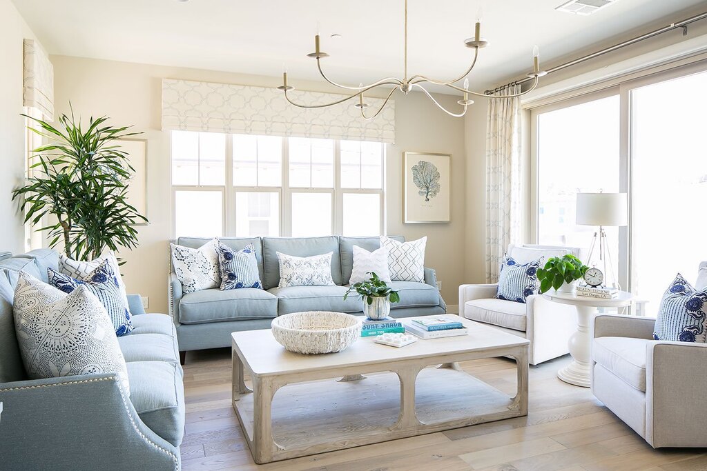 Blue sofa in the interior