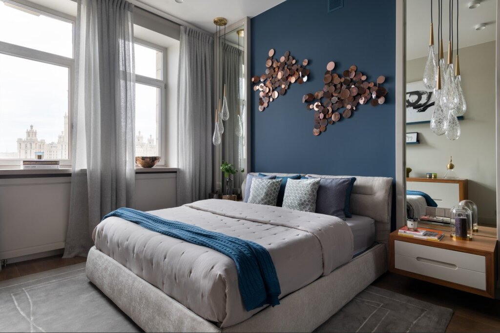 Blue bedroom interior