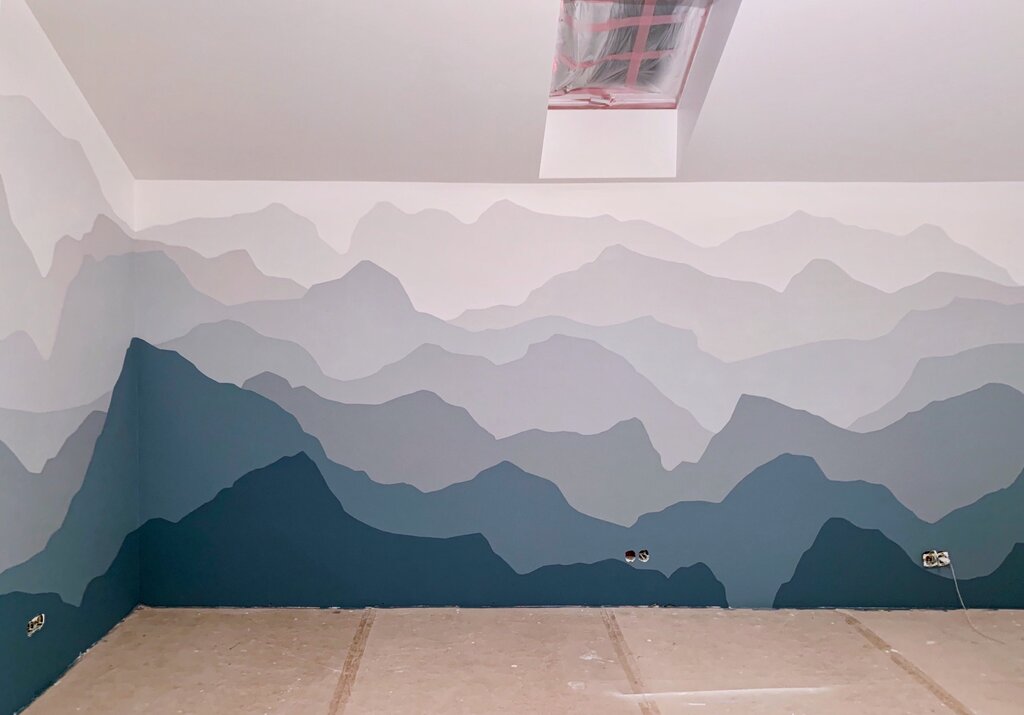 Mountains on the wall with paint