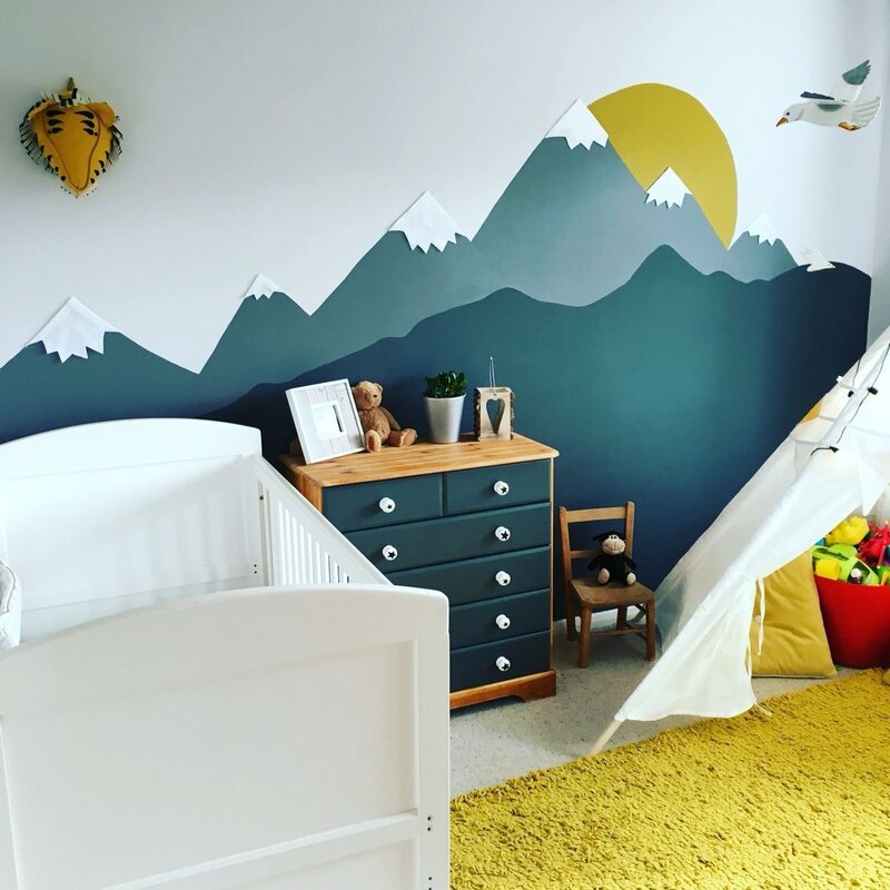 Mountains on the wall in the children's room