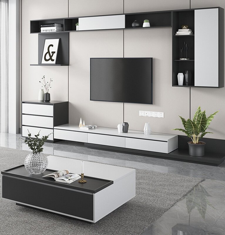 A modern style wall unit for the living room 16 фото