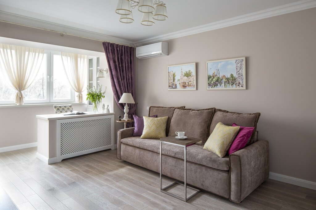 Living room combined with a balcony