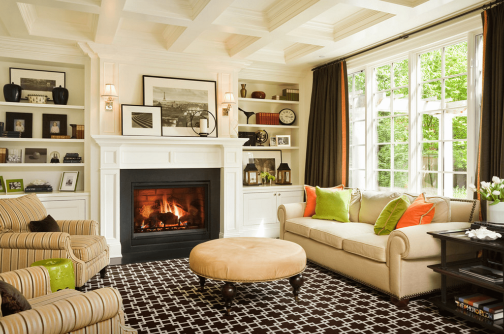 Living room with a fireplace interior